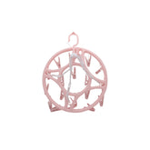 Round Hanging Drying Rack with Clips in pink color designed for efficient laundry drying.